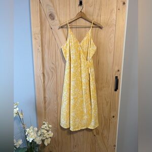 Nine West Yellow and White Floral Wrap Dress